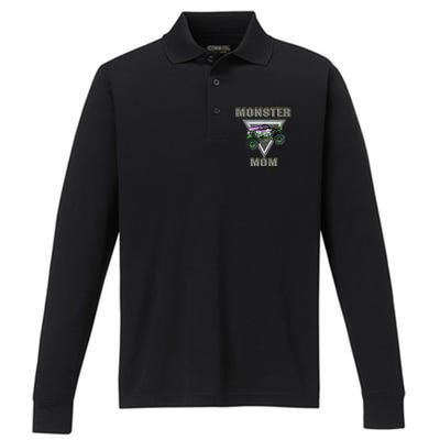 Monster Truck MOM Monster Truck Are My Jam Truck Lovers Performance Long Sleeve Polo