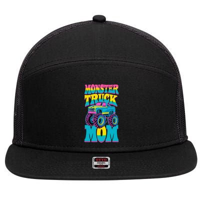 Monster Truck Mom Birthday Party Monster Truck 7 Panel Mesh Trucker Snapback Hat
