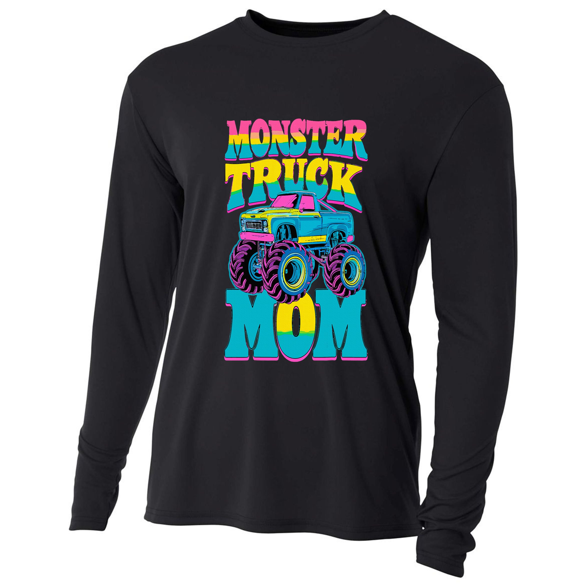 Monster Truck Mom Birthday Party Monster Truck Cooling Performance Long Sleeve Crew