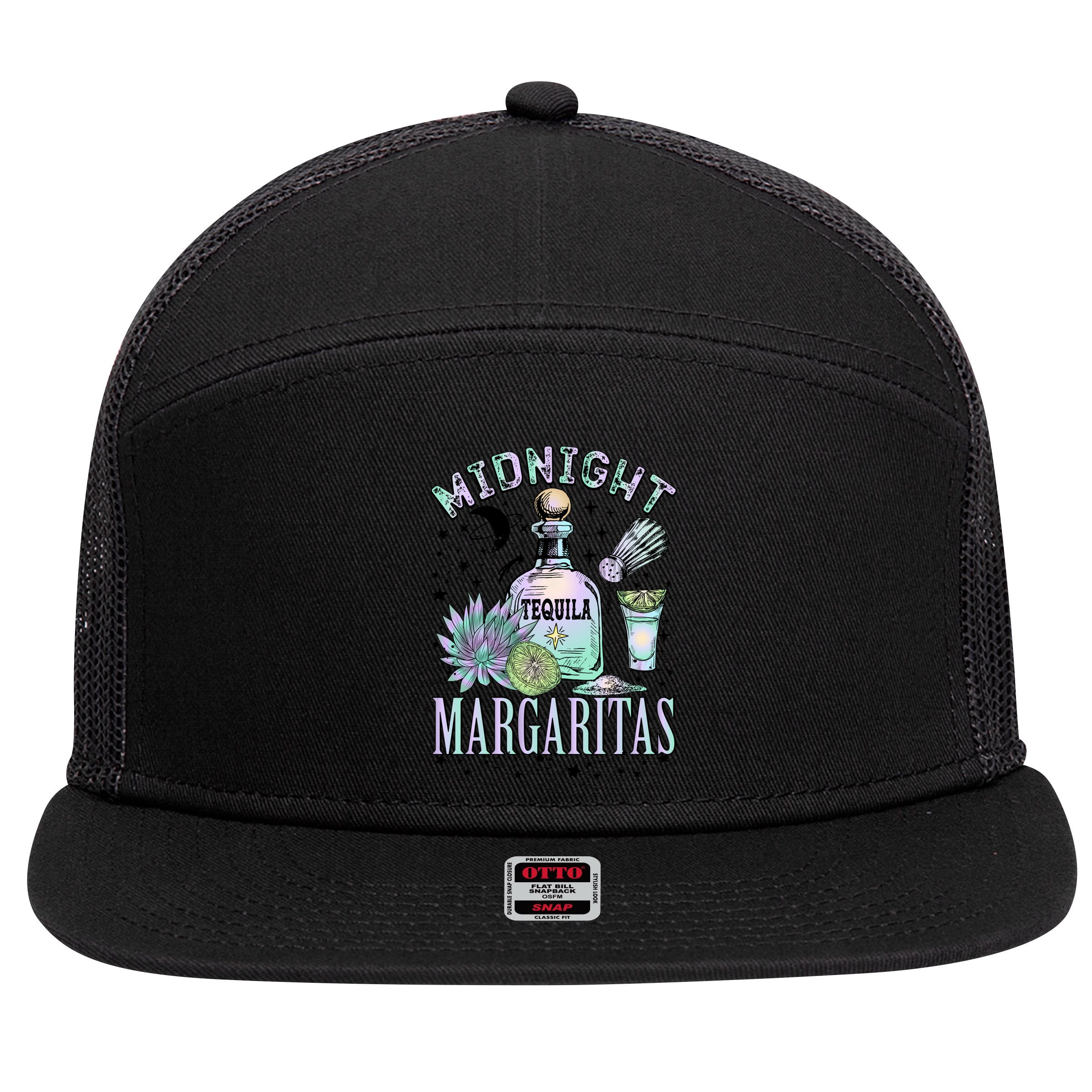 Midnight Tequila Margaritas Lime Tequila Magic Witches Great Gift 7 Panel Mesh Trucker Snapback Hat
