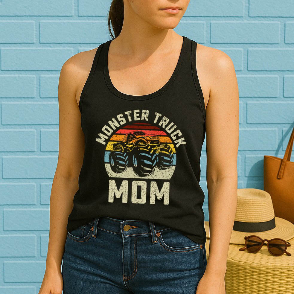 Monster Truck Mom Vintage Retro Style Women Womens Tank Top