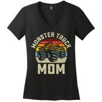 Monster Truck Mom Vintage Retro Style Women Women's V-Neck T-Shirt