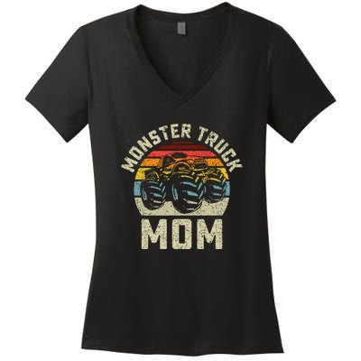 Monster Truck Mom Vintage Retro Style Women Women's V-Neck T-Shirt