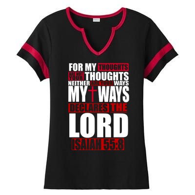 My Thoughts My Ways Declarers The Lord Isaiah 55:8 Ladies Halftime Notch Neck Tee