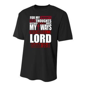 My Thoughts My Ways Declarers The Lord Isaiah 55:8 Youth Performance Sprint T-Shirt