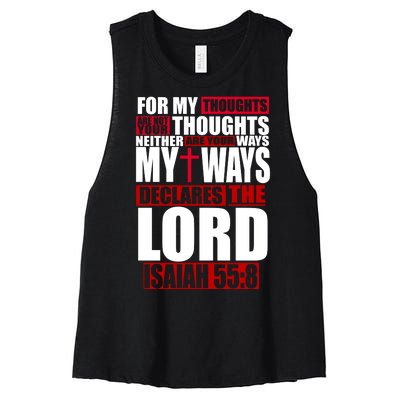 My Thoughts My Ways Declarers The Lord Isaiah 55:8 Women's Racerback Cropped Tank