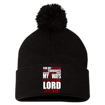 My Thoughts My Ways Declarers The Lord Isaiah 55:8 Pom Pom 12in Knit Beanie