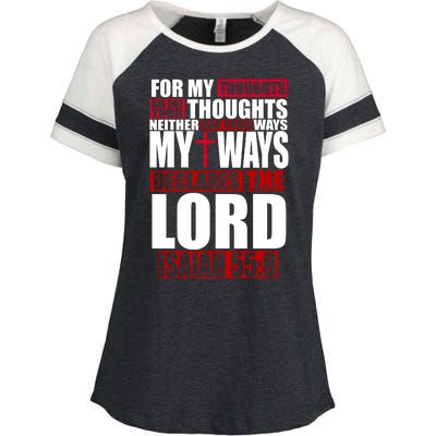 My Thoughts My Ways Declarers The Lord Isaiah 55:8 Enza Ladies Jersey Colorblock Tee