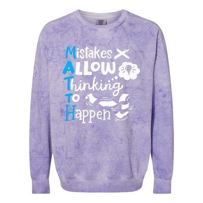 Math Teacher Math Student Mistakes Allow Thinking To Happen Colorblast Crewneck Sweatshirt