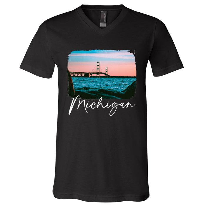 Michigan T Michigan Pride Michigan Lover V-Neck T-Shirt