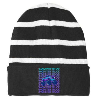 Monster Truck Striped Beanie with Solid Band