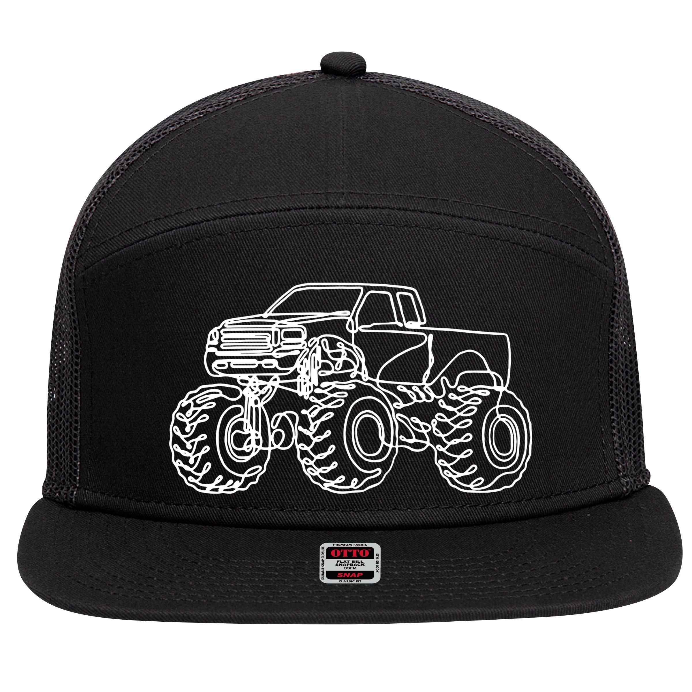 Monster Truck 7 Panel Mesh Trucker Snapback Hat