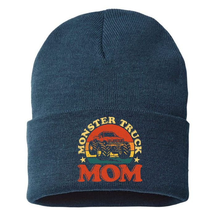 Monster Truck Mom Funny Mother's Day Vintage Monster Truck Sustainable Knit Beanie