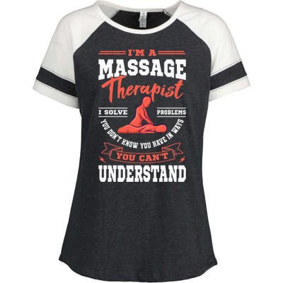 Massage Therapist Masseuse Masseur Therapy Body Treatment Enza Ladies Jersey Colorblock Tee