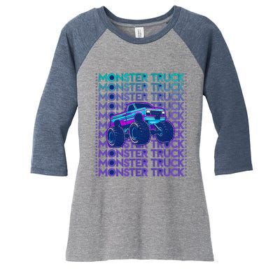 Monster Truck Women's Tri-Blend 3/4-Sleeve Raglan Shirt