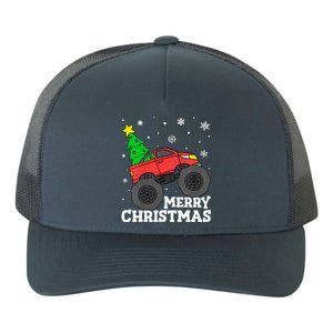 Monster Truck Merry Christmas Tree Snowflakes Yupoong Adult 5-Panel Trucker Hat