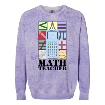 Math Teacher Colorblast Crewneck Sweatshirt