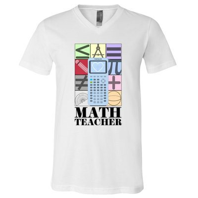 Math Teacher V-Neck T-Shirt