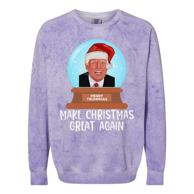 Merry Trumpmas Make Christmas Great Again Trump Snow Globe Colorblast Crewneck Sweatshirt