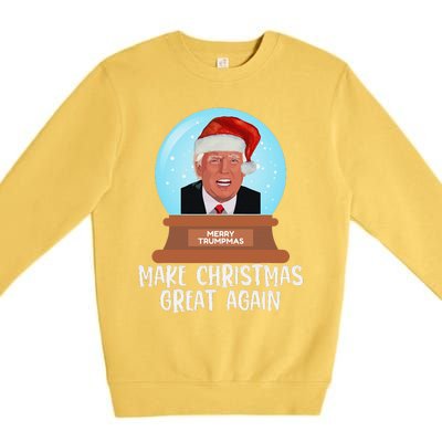 Merry Trumpmas Make Christmas Great Again Trump Snow Globe Premium Crewneck Sweatshirt