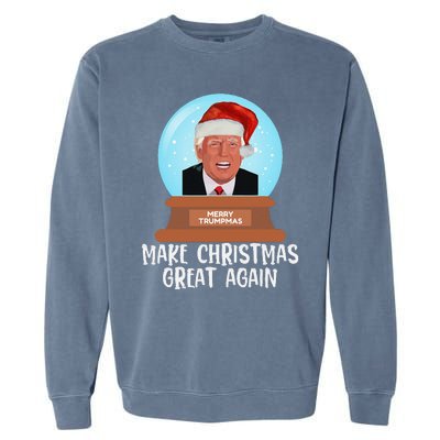 Merry Trumpmas Make Christmas Great Again Trump Snow Globe Garment-Dyed Sweatshirt