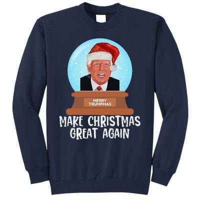 Merry Trumpmas Make Christmas Great Again Trump Snow Globe Tall Sweatshirt