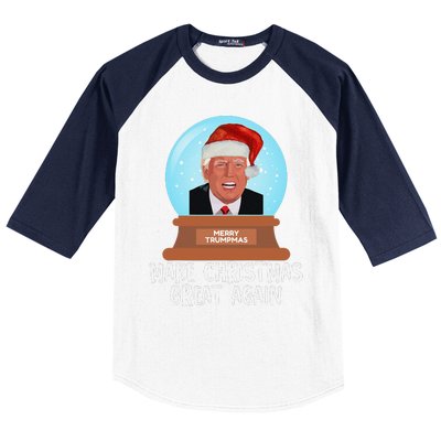 Merry Trumpmas Make Christmas Great Again Trump Snow Globe Baseball Sleeve Shirt