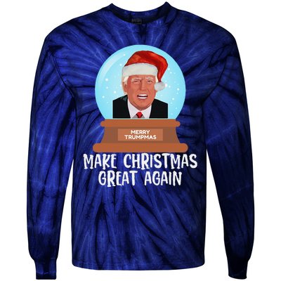 Merry Trumpmas Make Christmas Great Again Trump Snow Globe Tie-Dye Long Sleeve Shirt