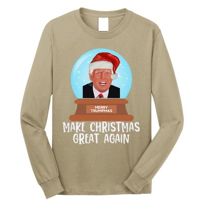 Merry Trumpmas Make Christmas Great Again Trump Snow Globe Long Sleeve Shirt