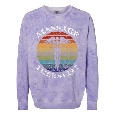 Massage Therapy Massage Therapist Vintage Sunset Gifts Colorblast Crewneck Sweatshirt