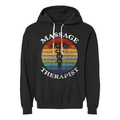 Massage Therapy Massage Therapist Vintage Sunset Gifts Garment-Dyed Fleece Hoodie