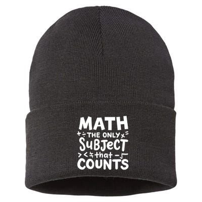 Math Teacher Mathematician Funny Gift Sustainable Knit Beanie