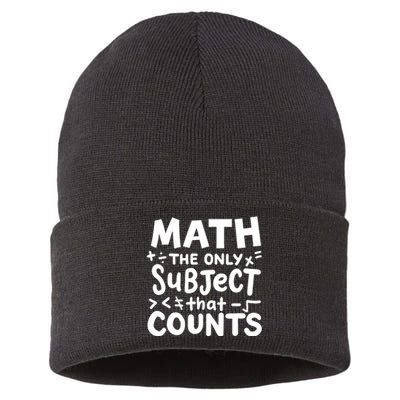 Math Teacher Mathematician Funny Gift Sustainable Knit Beanie