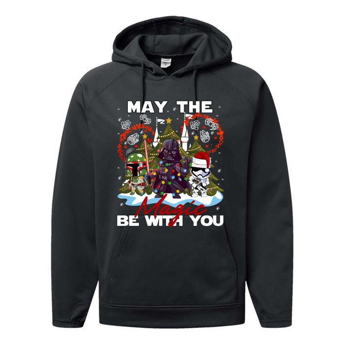 May The Magic Be With You Merry Christmas Performance Fleece Hoodie