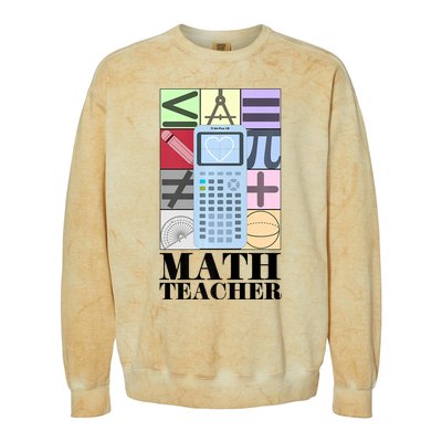 Math Teacher Colorblast Crewneck Sweatshirt