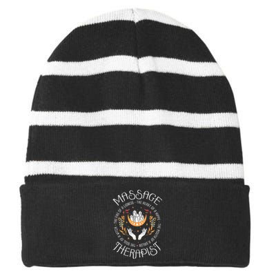 Massage Therapist Masseuse Massage Therapy Massotherapist Striped Beanie with Solid Band