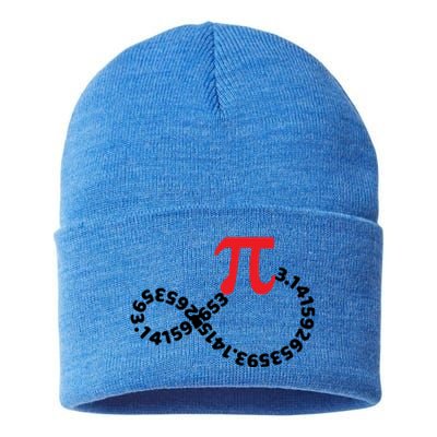 Math Teacher Mathematics Pi Symbol Pi Happy Pi Day Infinity Gift Sustainable Knit Beanie