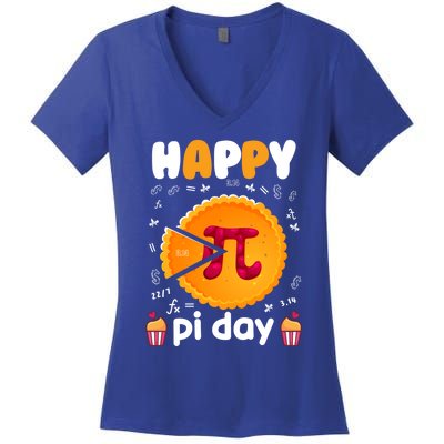 Math Teacher Mathematics Pi Symbol Pie Pi Happy Pi Day Gift Women's V-Neck T-Shirt