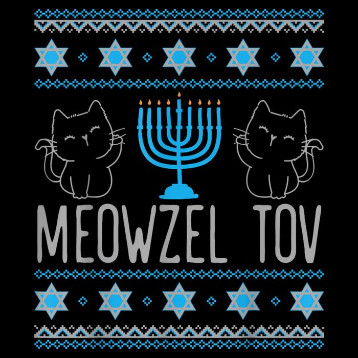 Meowzel Tov Menoarah Merry Hanukkah Funny Hanucats Cute Cat Flexfit Unipanel Trucker Cap
