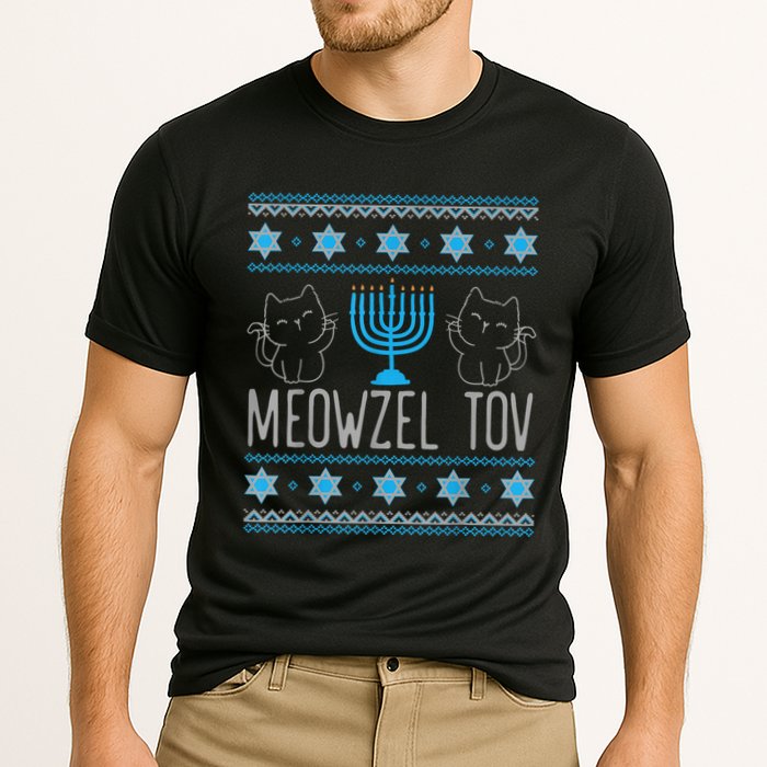 Meowzel Tov Menoarah Merry Hanukkah Funny Hanucats Cute Cat Performance Shirt