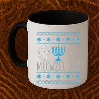 Meowzel Tov Menoarah Merry Hanukkah Funny Hanucats Cute Cat Mug