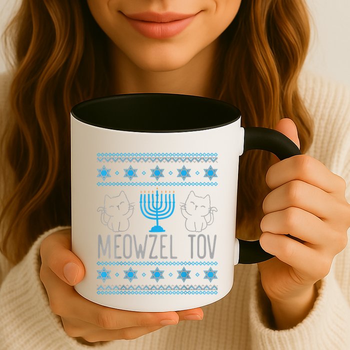 Meowzel Tov Menoarah Merry Hanukkah Funny Hanucats Cute Cat Mug
