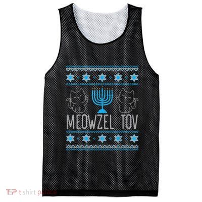 Meowzel Tov Menoarah Merry Hanukkah Funny Hanucats Cute Cat Mesh Reversible Basketball Jersey Tank