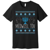 Meowzel Tov Menoarah Merry Hanukkah Funny Hanucats Cute Cat Premium T-Shirt