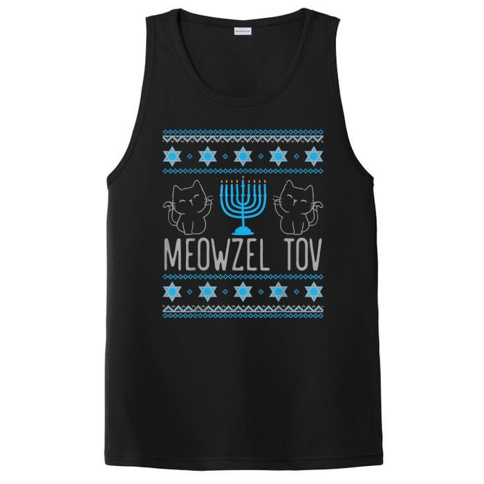 Meowzel Tov Menoarah Merry Hanukkah Funny Hanucats Cute Cat PosiCharge Competitor Tank