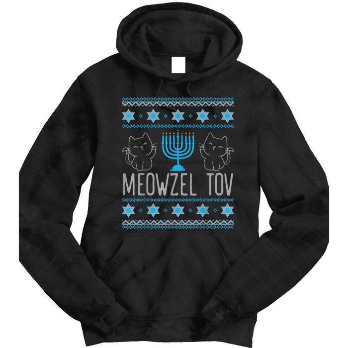 Meowzel Tov Menoarah Merry Hanukkah Funny Hanucats Cute Cat Tie Dye Hoodie