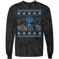 Meowzel Tov Menoarah Merry Hanukkah Funny Hanucats Cute Cat Tie-Dye Long Sleeve Shirt