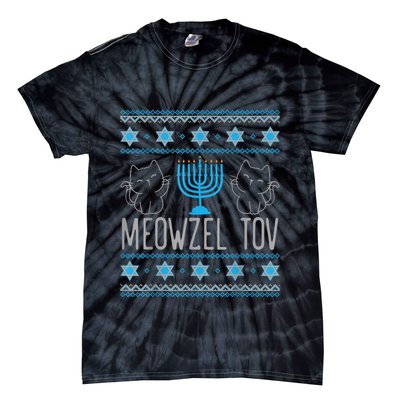 Meowzel Tov Menoarah Merry Hanukkah Funny Hanucats Cute Cat Tie-Dye T-Shirt