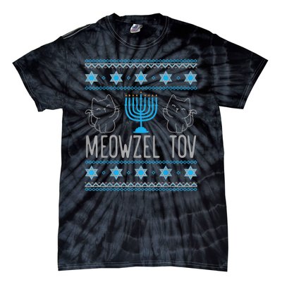 Meowzel Tov Menoarah Merry Hanukkah Funny Hanucats Cute Cat Tie-Dye T-Shirt