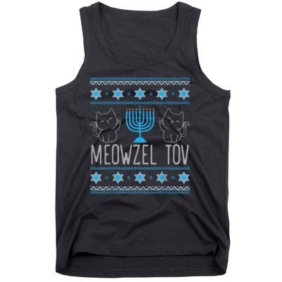 Meowzel Tov Menoarah Merry Hanukkah Funny Hanucats Cute Cat Tank Top